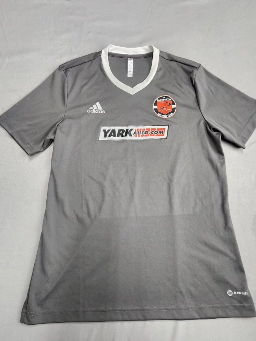 adidas Pacesetter Soccer Club Jersey Mens Large Gray AEROREADY V Neck No 4